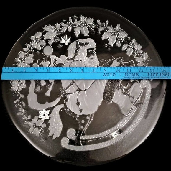 Santa Glass Cake Plate WINTERLAND made in W. Germany - Picture 3 of 4